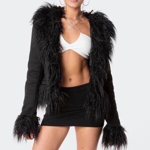 Black faux fur lined jacket